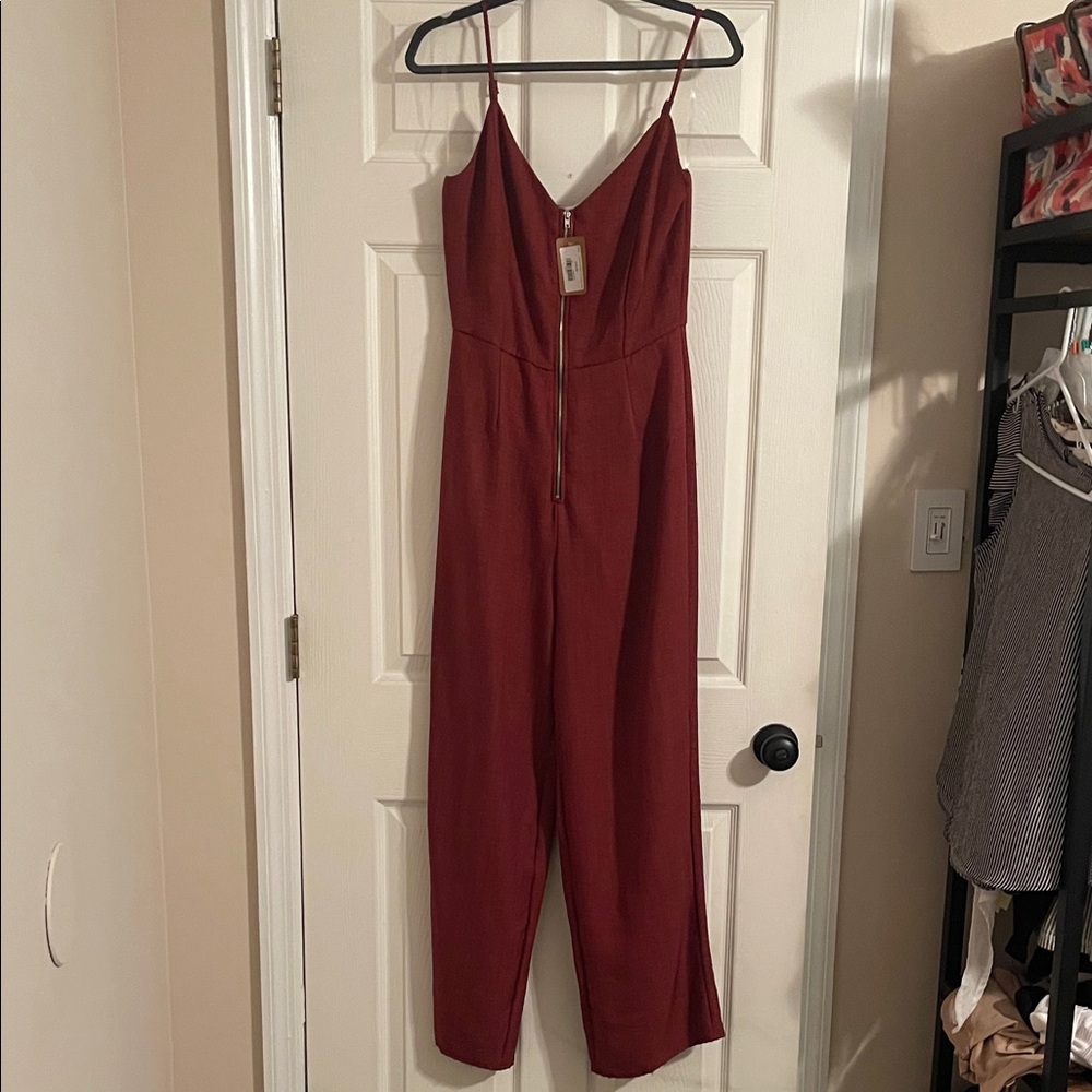 Peach Love California Deep Red Jumpsuit